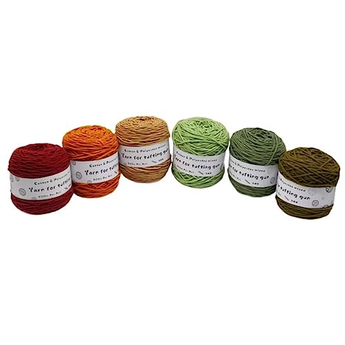 Farbiges Strickgarn, Tufting Gun Garn Baumwolle Polyester Packung mit 6 Rollen Multicolor mehrere Größen(B,M) von PXAMORTEL