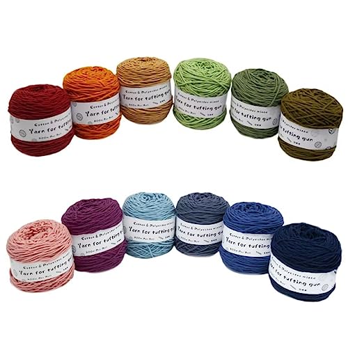Farbiges Strickgarn, Tufting Gun Garn Baumwolle Polyester Packung mit 6 Rollen Multicolor mehrere Größen(Bc,Large) von PXAMORTEL