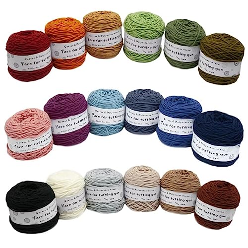 Farbiges Strickgarn, Tufting Gun Garn Baumwolle Polyester Packung mit 6 Rollen Multicolor mehrere Größen(Bcd,Large) von PXAMORTEL