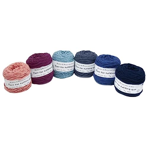 Farbiges Strickgarn, Tufting Gun Garn Baumwolle Polyester Packung mit 6 Rollen Multicolor mehrere Größen(C,M) von PXAMORTEL