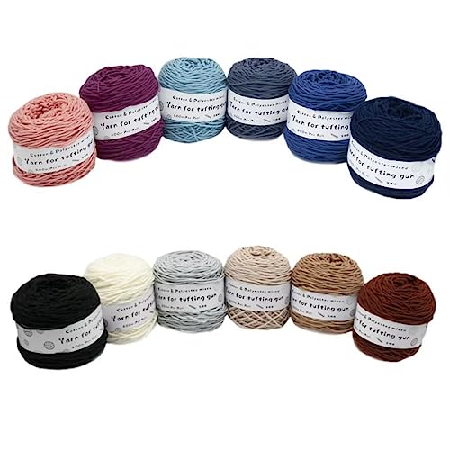 Farbiges Strickgarn, Tufting Gun Garn Baumwolle Polyester Packung mit 6 Rollen Multicolor mehrere Größen(Cd,M) von PXAMORTEL