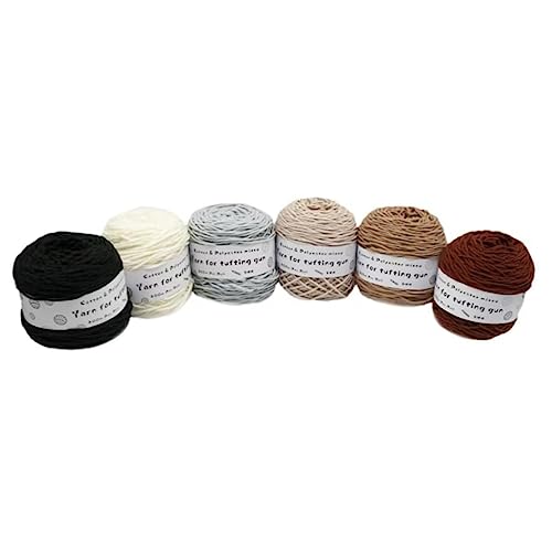 Farbiges Strickgarn, Tufting Gun Garn Baumwolle Polyester Packung mit 6 Rollen Multicolor mehrere Größen(D,Large) von PXAMORTEL