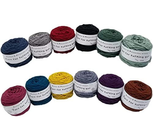 Farbiges Strickgarn, Tufting Gun Garn Polyester Baumwolle Mischung Multicolor 95g/195g/458g Rolle for Schleife Schnitt Stapel(458g/roll) von PXAMORTEL