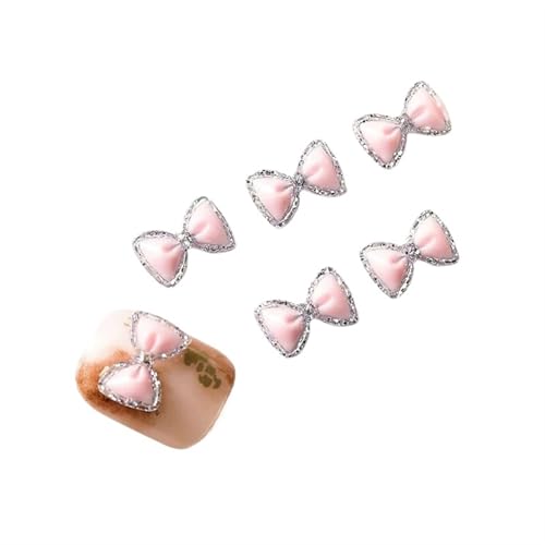 Flat Back Strasssteine Diamante, 10 Stück Schleifen-Nagelzubehör, im Dunkeln leuchtende Fliege, Nageldekoration, flacher Boden, Bohrer, DIY-Harz, Nagelmaterial, Diamantkunst(2x2 Pink) von PXAMORTEL