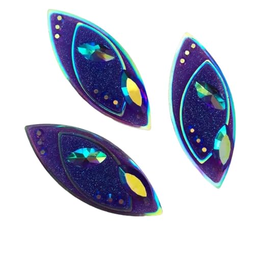 Flat Back Strasssteine Diamante, 100 STÜCKE AB Harz 20 * 50mm Flatback Strass 2 Loch Applikation Sammelalbum Hochzeit Ornament DIY Zubehör Handwerk Diamant Kunst(Colorful) von PXAMORTEL