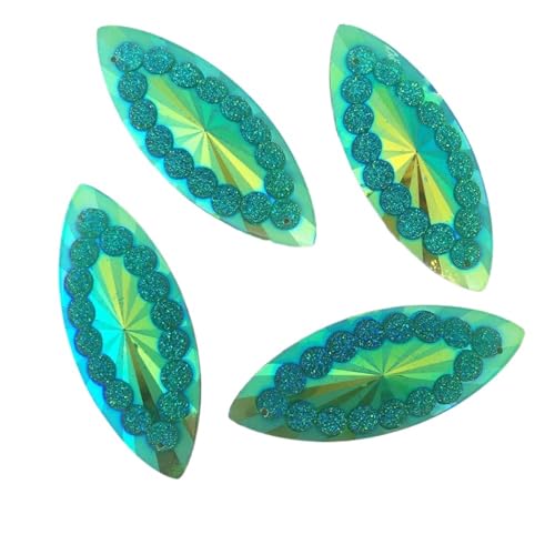 Flat Back Strasssteine Diamante, 100 STÜCKE AB Harz 20 * 50mm Flatback Strass 2 Loch Applikation Sammelalbum Hochzeit Ornament DIY Zubehör Handwerk Diamant Kunst(Green) von PXAMORTEL