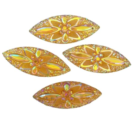 Flat Back Strasssteine Diamante, 100 STÜCKE AB Harz 20 * 50mm Flatback Strass 2 Loch Applikation Sammelalbum Hochzeit Ornament DIY Zubehör Handwerk Diamant Kunst(Lemon Yellow) von PXAMORTEL