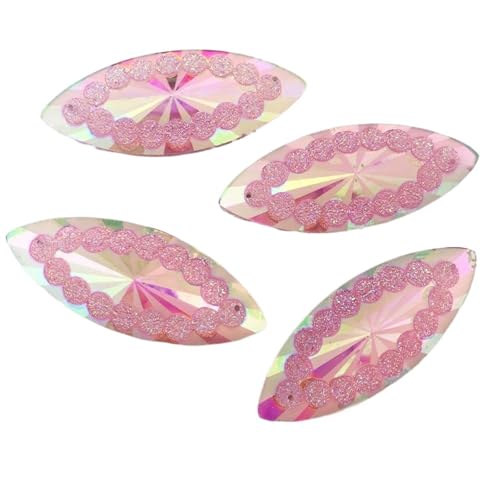 Flat Back Strasssteine Diamante, 100 STÜCKE AB Harz 20 * 50mm Flatback Strass 2 Loch Applikation Sammelalbum Hochzeit Ornament DIY Zubehör Handwerk Diamant Kunst(Pink) von PXAMORTEL