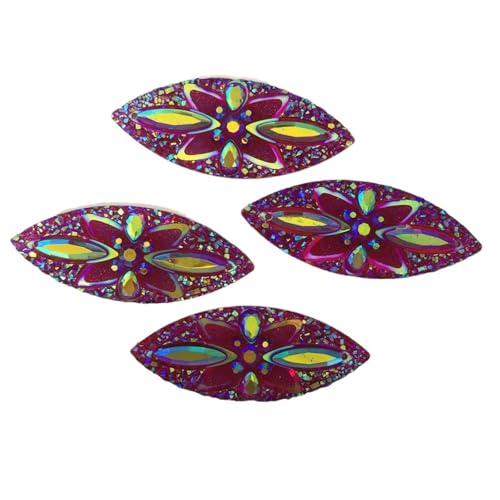 Flat Back Strasssteine Diamante, 100 STÜCKE AB Harz 20 * 50mm Flatback Strass 2 Loch Applikation Sammelalbum Hochzeit Ornament DIY Zubehör Handwerk Diamant Kunst(Red) von PXAMORTEL