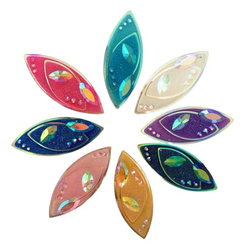 Flat Back Strasssteine Diamante, 100 STÜCKE AB Harz 20 * 50mm Flatback Strass 2 Loch Applikation Sammelalbum Hochzeit Ornament DIY Zubehör Handwerk Diamant Kunst(Violet) von PXAMORTEL