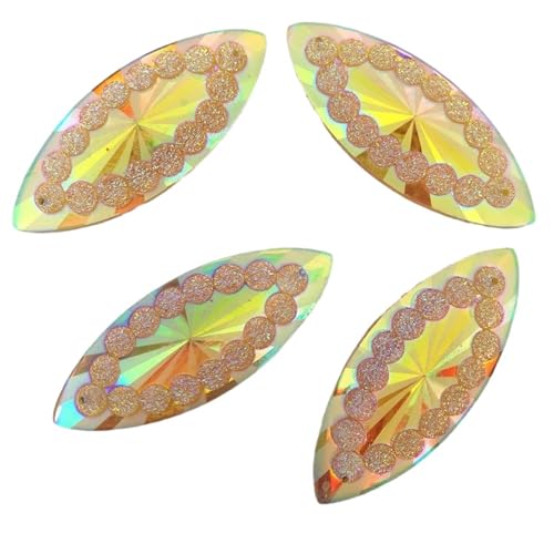 Flat Back Strasssteine Diamante, 100 STÜCKE AB Harz 20 * 50mm Flatback Strass 2 Loch Applikation Sammelalbum Hochzeit Ornament DIY Zubehör Handwerk Diamant Kunst(Yellow) von PXAMORTEL