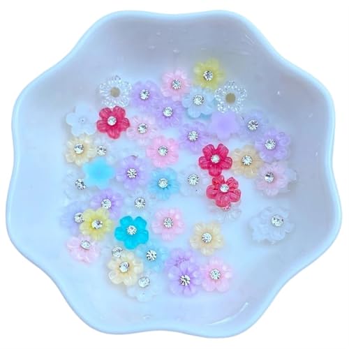 Flat Back Strasssteine Diamante, 100 Stück süße Mini-Blumenform, 7 mm, Punktbohrer-Serie, flache Rückseite, Maniküre-Teile, Verzierungen for Haarschleifen, Zubehör, Diamantkunst Flat Back Strasssteine Diamante, 100 Stück süße Mini-Blumenform, 7 mm, Punktbohrer-Serie, flache Rückseite, Maniküre-Teile, Verzierungen for Haarschleifen, Zubehör, Diamantkunst von PXAMORTEL