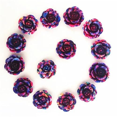 Flat Back Strasssteine Diamante, 100 stücke 14mm Harz Rose Blume Flatback Applikationen for Telefon/hochzeit/handwerk Diamant Kunst(Dark Blue Rose) von PXAMORTEL