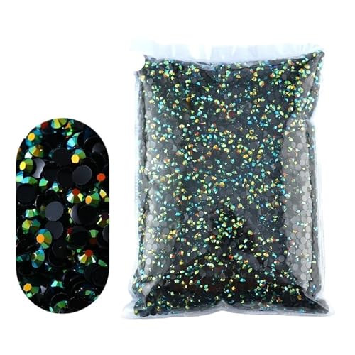 Flat Back Strasssteine Diamante, 2–6 mm Jelly AB-Harz, nicht Hot Fix-Strasssteine, flache Rückseite, Kunststoffkristalle, Strass-Glitzer, große Paketsteine, Diamantkunst(Black Green Ab,5mm 3000pcs) von PXAMORTEL