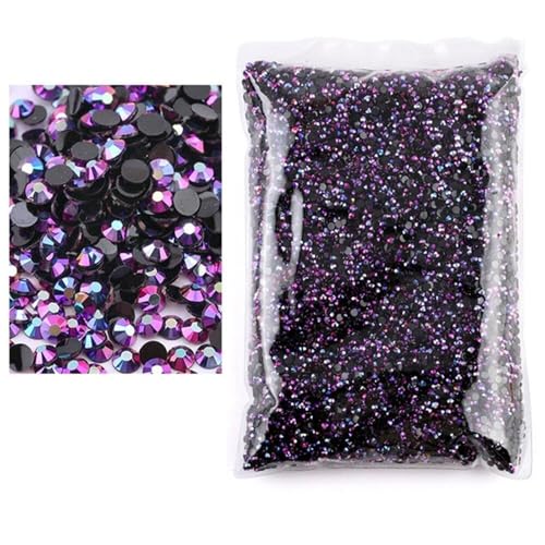 Flat Back Strasssteine Diamante, 2–6 mm Jelly AB-Harz, nicht Hot Fix-Strasssteine, flache Rückseite, Kunststoffkristalle, Strass-Glitzer, große Paketsteine, Diamantkunst(Jetab Purple,SS20(5mm)3000pcs) von PXAMORTEL