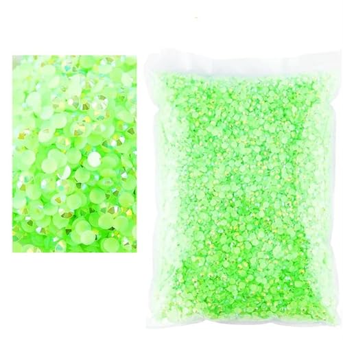 Flat Back Strasssteine Diamante, 2–6 mm Jelly AB-Harz, nicht Hot Fix-Strasssteine, flache Rückseite, Kunststoffkristalle, Strass-Glitzer, große Paketsteine, Diamantkunst(Light Green Ab,SS20(5mm)3000pc von PXAMORTEL