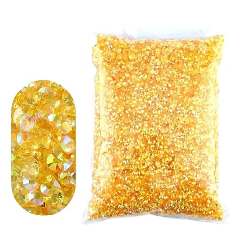 Flat Back Strasssteine Diamante, 2–6 mm Jelly AB-Harz, nicht Hot Fix-Strasssteine, flache Rückseite, Kunststoffkristalle, Strass-Glitzer, große Paketsteine, Diamantkunst(Tm crystal Yellow,2mm 10000pcs von PXAMORTEL