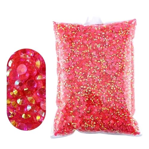 Flat Back Strasssteine Diamante, 2–6 mm Jelly AB-Harz, nicht Hot Fix-Strasssteine, flache Rückseite, Kunststoffkristalle, Strass-Glitzer, große Paketsteine, Diamantkunst(Tm deep Rose Red,4mm 5000pcs) von PXAMORTEL