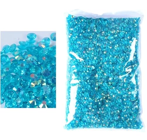 Flat Back Strasssteine Diamante, 2–6 mm Jelly AB-Harz, nicht Hot Fix-Strasssteine, flache Rückseite, Kunststoffkristalle, Strass-Glitzer, große Paketsteine, Diamantkunst(Tm kong Blue,SS20(5mm)3000pcs) von PXAMORTEL