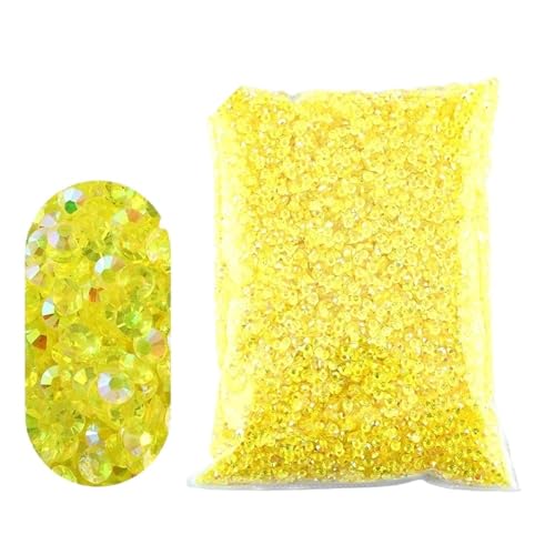Flat Back Strasssteine Diamante, 2–6 mm Jelly AB-Harz, nicht Hot Fix-Strasssteine, flache Rückseite, Kunststoffkristalle, Strass-Glitzer, große Paketsteine, Diamantkunst(Tm lemon yellow Ab,3mm10000pcs von PXAMORTEL