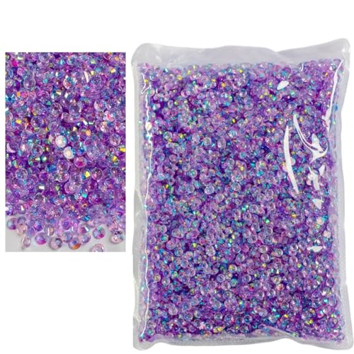 Flat Back Strasssteine Diamante, 2–6 mm Jelly AB-Harz, nicht Hot Fix-Strasssteine, flache Rückseite, Kunststoffkristalle, Strass-Glitzer, große Paketsteine, Diamantkunst(Tm light Amethyst Ab,SS6(2mm)1 von PXAMORTEL