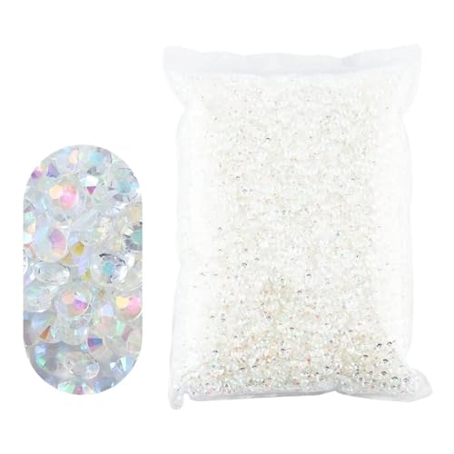 Flat Back Strasssteine Diamante, 2–6 mm Jelly AB-Harz, nicht Hot Fix-Strasssteine, flache Rückseite, Kunststoffkristalle, Strass-Glitzer, große Paketsteine, Diamantkunst(Transparent Ab,5mm 3000pcs) von PXAMORTEL
