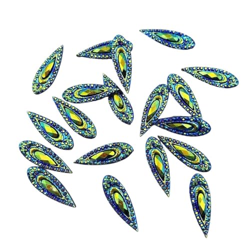 Flat Back Strasssteine Diamante, 200 STÜCKE Shiny AB Harz 6 * 20mm Teardrop Edelstein Perlen Flatback Strass Sammelalbum DIY Hochzeit Applique Ornament Diamant Kunst(Black) von PXAMORTEL