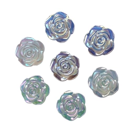 Flat Back Strasssteine Diamante, 200 Stück 12 mm AB Harz süße Rose Blume Flatback Cabochons Stein Hochzeit Knöpfe Handwerk Scrapbook Diamant Kunst(Color 02) von PXAMORTEL
