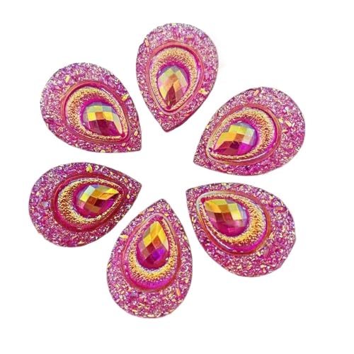 Flat Back Strasssteine Diamante, 50 stücke 18 * 25mm Tropfen AB Harz Pfau Auge Flatback Strass Ornament Applique Hochzeit DIY Sammelalbum Diamant Kunst(Rose) von PXAMORTEL