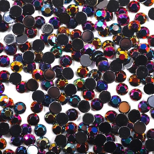 Flat Back Strasssteine Diamante, Runder, flacher Boden, AB-Gelee-Bohrer, DIY-Handy, Schönheit, Schmuck, Dekoration, Zubehör, Diamantkunst(Black,3.0mm 20000 pcs) von PXAMORTEL