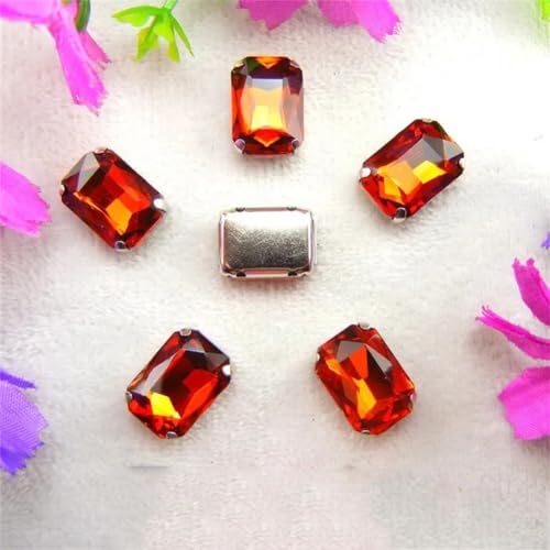Glaskristalle zum Aufnähen, Silber 7 Größen Farben Mix Rechteckige Form Genähte Kristallperlen(4x6mm 50pcs A11 Tea Color) von PXAMORTEL