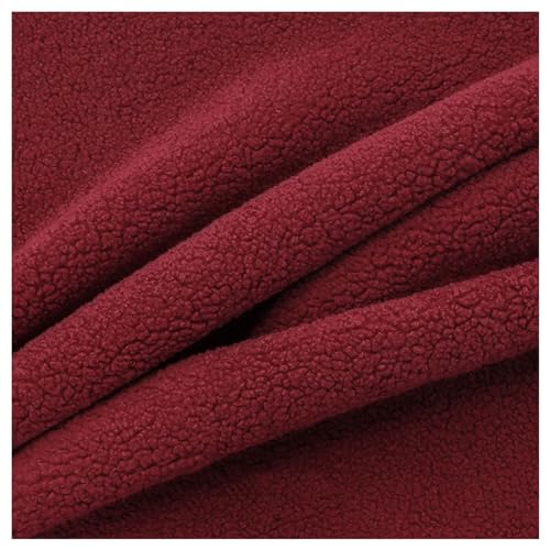 Kunstfell-Sherpa-Fleece-Stoff, Stoff for Selbermachen, Nähen, Polstern, Heimdekoration, Bastelmaterial, mehrfarbig, 50 x 160 cm(Wine Red) von PXAMORTEL
