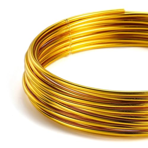 Mehrfarbiger Aluminium-Basteldraht, Runder Aluminiumdraht, vielseitig einsetzbar, lackierter Aluminium-Metalldraht zur Herstellung von DIY-Schmuck, Zubehör for die Fahrradmodellierung(Gold,1.5mm x 5Me Mehrfarbiger Aluminium-Basteldraht, Runder Aluminiumdraht, vielseitig einsetzbar, lackierter Aluminium-Metalldraht zur Herstellung von DIY-Schmuck, Zubehör for die Fahrradmodellierung(Gold,1.5mm x 5Me von PXAMORTEL