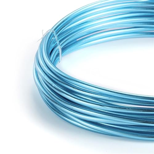 Mehrfarbiger Aluminium-Basteldraht, Runder Aluminiumdraht, vielseitig einsetzbar, lackierter Aluminium-Metalldraht zur Herstellung von DIY-Schmuck, Zubehör for die Fahrradmodellierung(Sky Bule,2.0mm x Mehrfarbiger Aluminium-Basteldraht, Runder Aluminiumdraht, vielseitig einsetzbar, lackierter Aluminium-Metalldraht zur Herstellung von DIY-Schmuck, Zubehör for die Fahrradmodellierung(Sky Bule,2.0mm x von PXAMORTEL