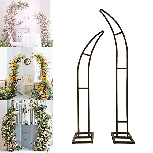 Metall-Hochzeitsbogen, 2-teiliger Gartenbogen in Mondform mit 5-teiligem Blumenwerkzeug-Set(Black,5.9ft+6.8ft) von PXAMORTEL