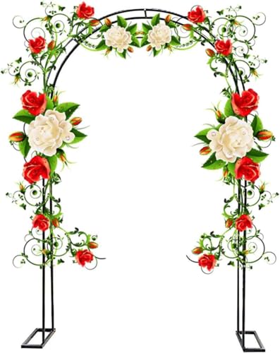 Metall-Hochzeitsbogen, For Kletterpflanzen, breit, 1,4–3,5 m, robust, Rosenbogen, Pergola, Spalier(White,W2.4M*H2.2M) von PXAMORTEL