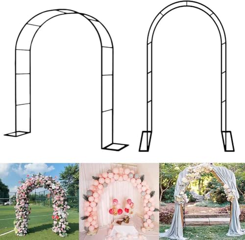 Metall-Hochzeitsbogen, Gartenbogen/Hochzeitsbogen mit abnehmbarem Sockel – Gartenspalier for den Außenbereich zur DIY-Pflanzenunterstützung(Black,W3M*H2.2M) von PXAMORTEL