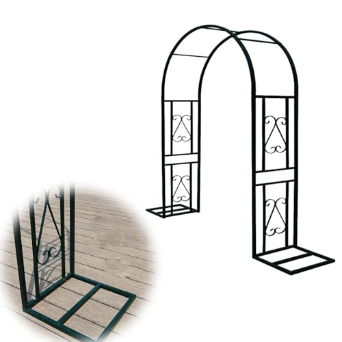 Metall-Hochzeitsbogen, Hochzeitsbogen Partydekoration im Freien - Gartenlaube mit Sockel(Wide: 86.6"/220cm) von PXAMORTEL