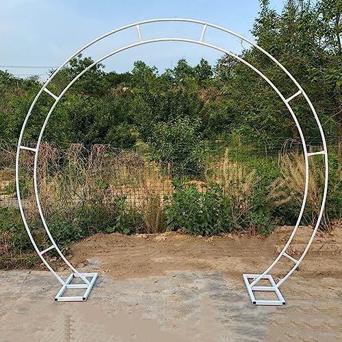 Metall-Hochzeitsbogen, Kreisförmiger Gartenlaubenbogen als Dekoration for Brautpartys(White,HxW/2.4x2.8m/7.8x9.2ft) von PXAMORTEL