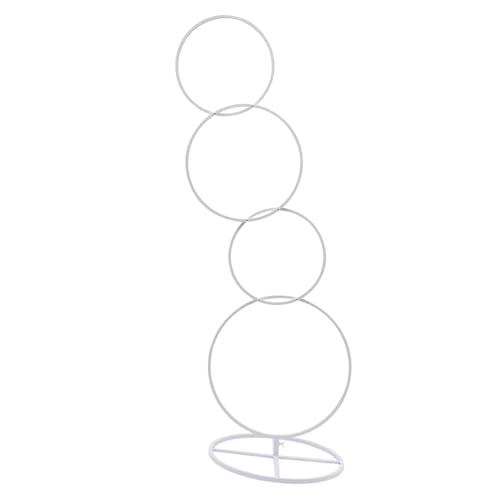 Metall-Hochzeitsbogen, Metall Runder Hochzeitsbogenständer Hoop Hintergrundständer for Hochzeitsfeier(White,147cm1Pcs) von PXAMORTEL