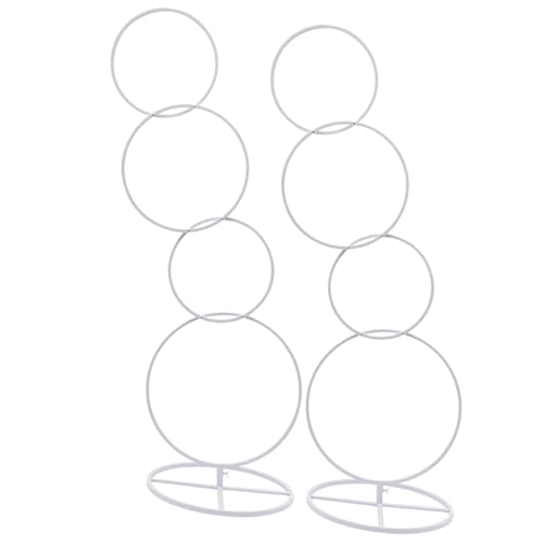 Metall-Hochzeitsbogen, Metall Runder Hochzeitsbogenständer Hoop Hintergrundständer for Hochzeitsfeier(White,147cm2pcs) von PXAMORTEL