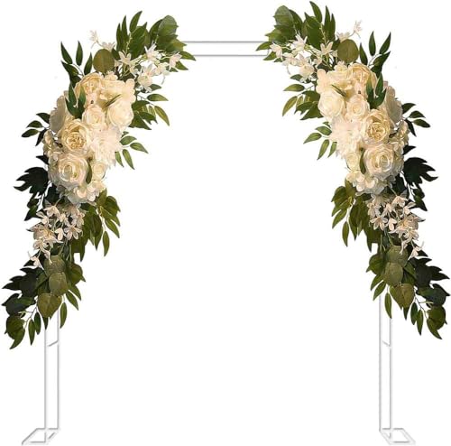 Metall-Hochzeitsbogen, Robuste Stütze for Kletterpflanzen im Rosenlaubenstil – große Hochzeitsbögen(White,W1.4M*H2.3M) von PXAMORTEL
