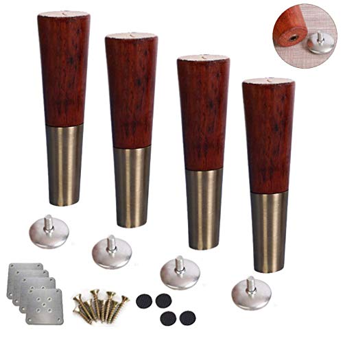 Möbelfüße aus Holz Set mit 4 Sofafüßen aus natürlichem Massivholz, höhenverstellbaren Möbelbeinen, Unterschrankfüßen aus Messing, Couchtischbeinen, Sofabetten, mit Montageplatte und Schrauben(30cm/11. Möbelfüße aus Holz Set mit 4 Sofafüßen aus natürlichem Massivholz, höhenverstellbaren Möbelbeinen, Unterschrankfüßen aus Messing, Couchtischbeinen, Sofabetten, mit Montageplatte und Schrauben(30cm/11. von PXAMORTEL
