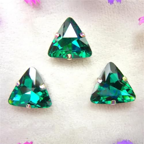 Nähen auf Strass Glaskristalle, 18Mm 10pcs Silber Klaue Einstellung Glas Kristall-Dreiecksform Nähen auf Strass-Perlen DIY Applikation(18mm 10pcs A8 Smaragd) von PXAMORTEL