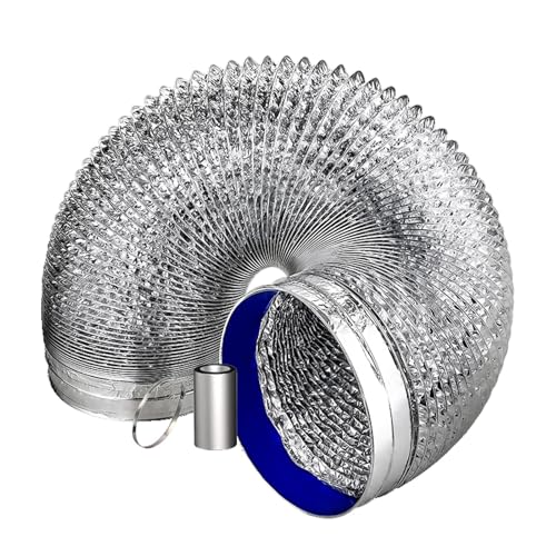 PXAMORTEL Flexibler Aluminiumschlauch, Aluminium-Entlüftungsschlauch for Trocknerlüfter, Dunstabzugshauben, Belüftung mit Klemmen und Klebeband, mehrere Größen, silberfarben(3.0m,150mm) von PXAMORTEL