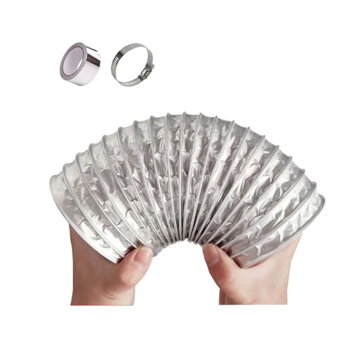 PXAMORTEL Flexibler Aluminiumschlauch, Belüftungsschlauch aus Aluminiumfolie, 80–300 mm, 2–5 m, mit Klemme und Klebeband, 3 Stück(4m,170mm) von PXAMORTEL