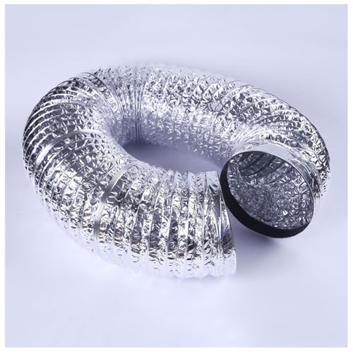 PXAMORTEL Flexibler Aluminiumschlauch, Flexibler Aluminium-Lüftungs-Luftkanalschlauch mit 2 Klemmen, universell, 80 mm bis 300 mm, 2 m bis 5 m(2m,200mm) von PXAMORTEL
