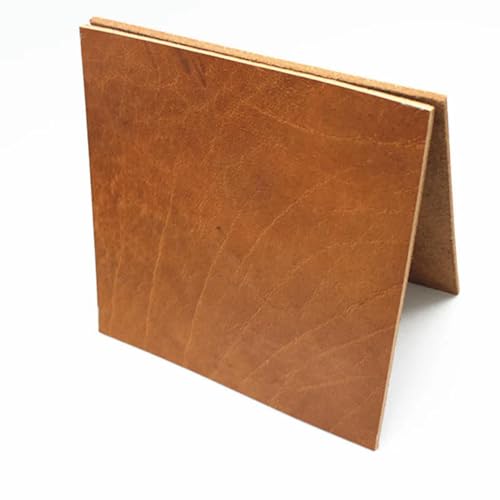 Lederstoff 5 mm dicker Echtlederstoff, Vintage-Rindsleder, pflanzlich gegerbtes Leder, for Basteln, echtes Rindsleder, braun, vollnarbig, Stückstreifen(30x30cm) von PXAMORTEL