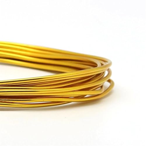 PXAMORTEL Mehrfarbiger Aluminium-Basteldraht, 1 mm – 2,5 mm Aluminiumdraht, Schmuckzubehör zur Schmuckherstellung, DIY, versilbert, vergoldet, Perlen for die Fahrradmodellierung(Gold,2.5mm 3.0meter) von PXAMORTEL