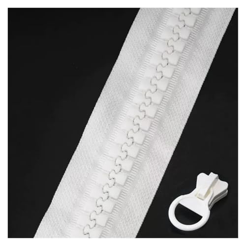 PXAMORTEL Metallische Nylon-Reißverschlüsse, 20# große Harz-Reißverschlüsse Sliders Multicolor 1/2/3-Meter Outdoor Zelt Gepäck Rucksack Reparatur Kit(Blanc,3Meters) von PXAMORTEL